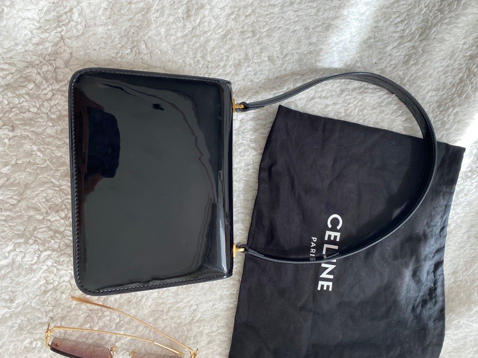 Celine Parlak Siyah Deri Kadın Çanta - Görsel 3