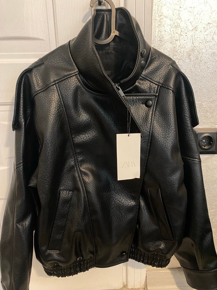 Zara Kadın Siyah Biker Deri Ceket - Görsel 2