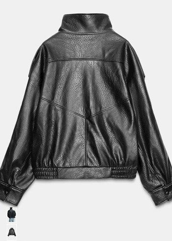 Siyah Deri Kemerli Biker Ceket - Görsel 2
