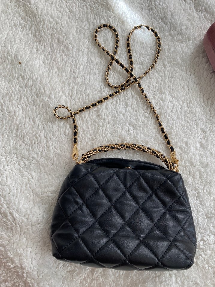 Zincir Detaylı Siyah Deri Kadın Çanta - Görsel 2