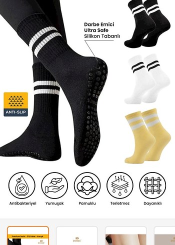 silikonlu tabanlı kaymaz pilates çorabı - Görsel 3