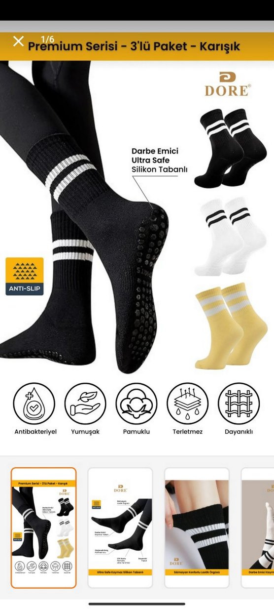 silikonlu tabanlı kaymaz pilates çorabı - Görsel 3