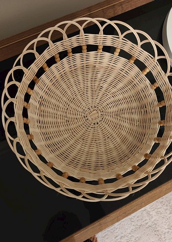 Ahşap Boncuklu Rattan Bambu sepet - Görsel 4