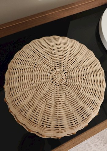 Ahşap Boncuklu Rattan Bambu sepet - Görsel 3