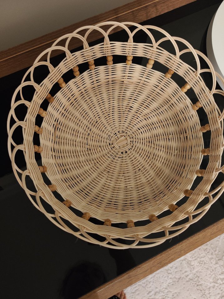 Ahşap Boncuklu Rattan Bambu sepet - Görsel 4