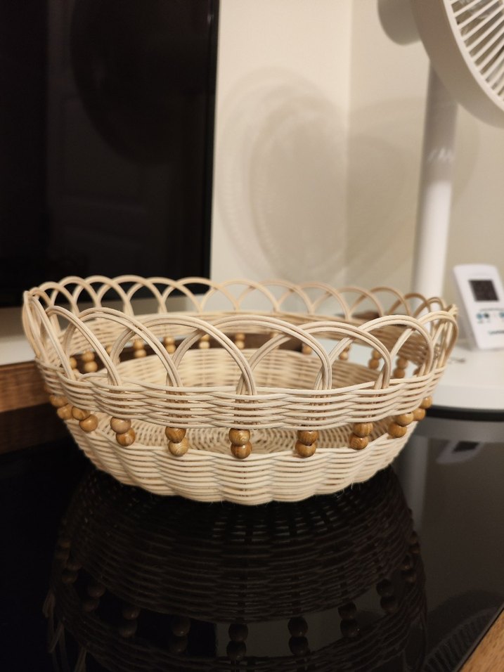 Ahşap Boncuklu Rattan Bambu sepet - Görsel 2