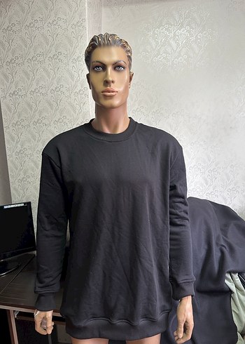 Siyah  Uzun Kollu Keten Sweatshirt - Görsel 3