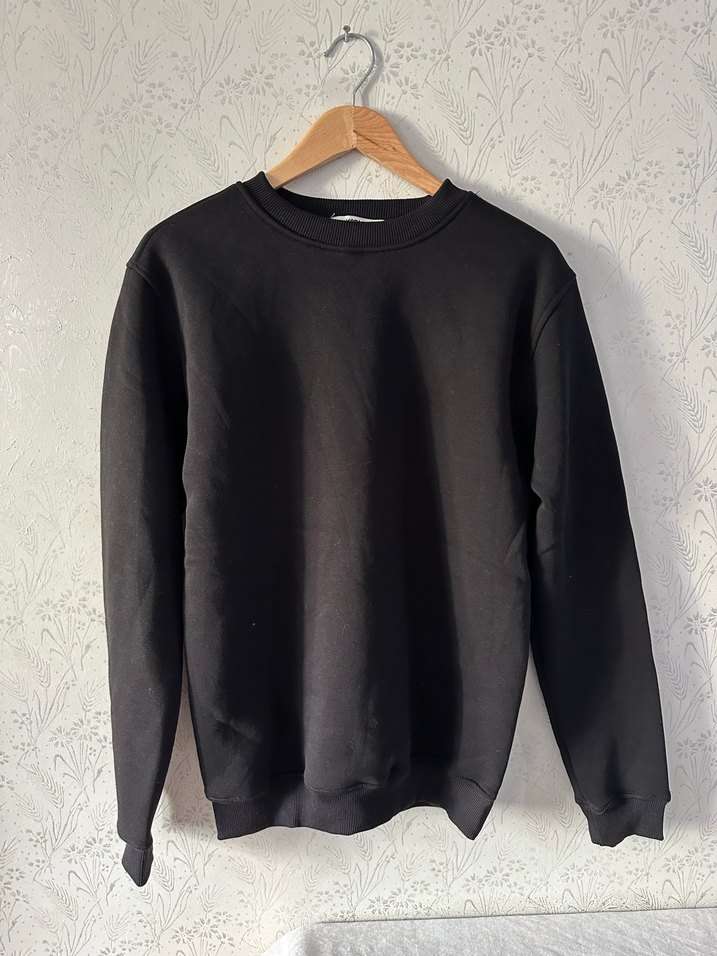 Beyaz Sweatshirt, Bisiklet Yaka, Rahat Kesim - Görsel 4