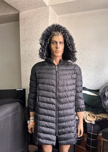 Kadın Uzun Kışlık Mont Kürklü Kapüşonlu - Görsel 7