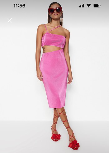 Trendyol & Milla Pembe Straplez Mini Elbise