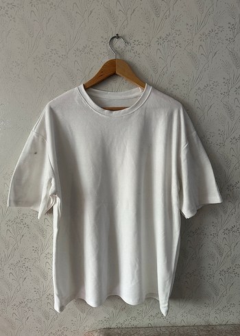 Beyaz pamuk Oversize Basic Tişört
