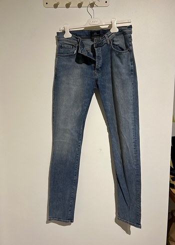 Düğmeli Mavi Gri Erkek Denim Jean #ltb