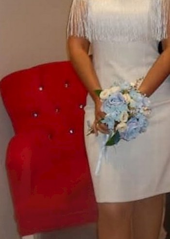 40 Beden Beyaz Drapeli kisa Kalem nikah elbisesi ,elbise