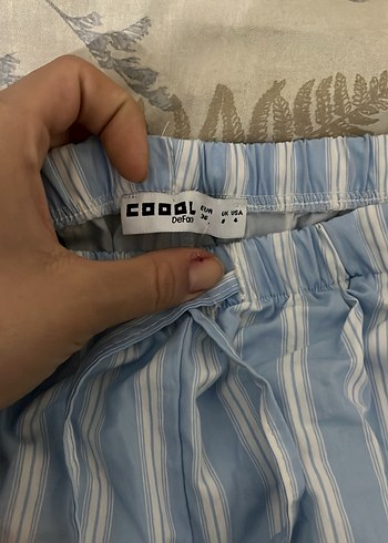 Mavi Çizgili keten Kadın Pantolon - Görsel 2