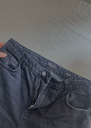 Siyah Midi Boy Rahat Kesim Kadın Kot Pantolon - Görsel 3