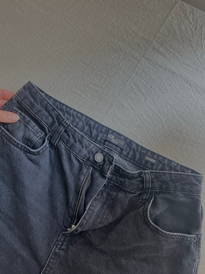 Siyah Midi Boy Rahat Kesim Kadın Kot Pantolon - Görsel 3