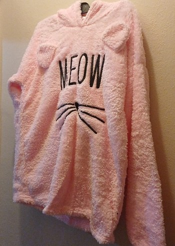 Kapüşonlu Peluş Sweatshirt Pembe - Görsel 2