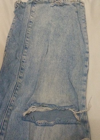 Gri Loose Fit Midi Kadın Kot Pantolon - Görsel 2