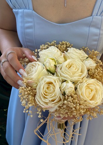 Mavi Midi Uzunlukta Drapeli Kadın Elbise - Görsel 4