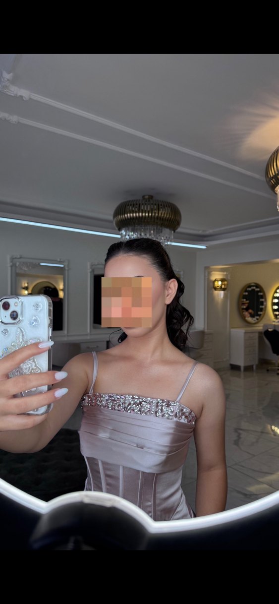 Pudra Pembe Straplez Drapeli Midi Abiye Elbise - Görsel 3