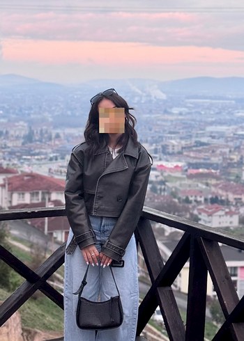 Tokalı eskitmeli renk Deri Kadın Ceket - Görsel 2