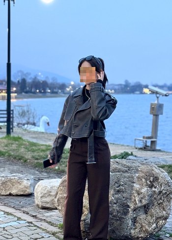 Tokalı eskitmeli renk Deri Kadın Ceket - Görsel 3