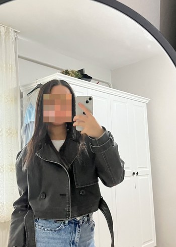 Tokalı eskitmeli renk Deri Kadın Ceket - Görsel 4