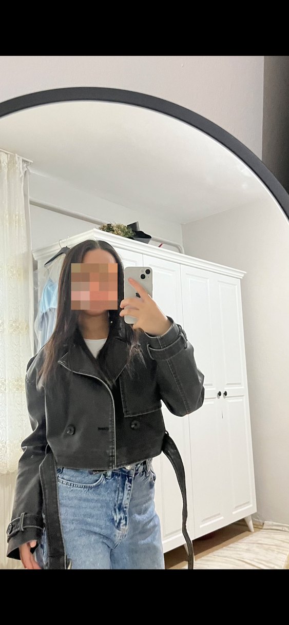 Tokalı eskitmeli renk Deri Kadın Ceket - Görsel 4