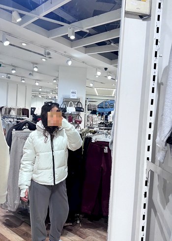 Beyaz Şişme Kadın Kışlık mont - Görsel 3