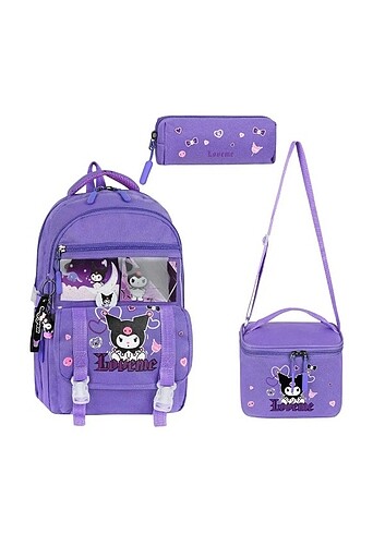 Kuromi Çanta+Beslenme+Kalem Kutu Seti