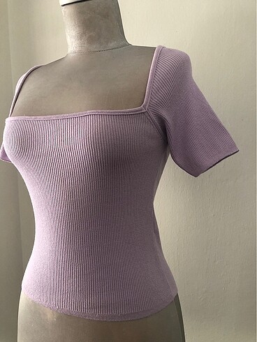 s Beden mor Renk Zara Crop Triko