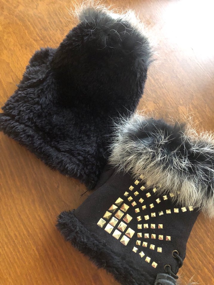 Kürk Detaylı Siyah Gotik Eldiven - Görsel 5