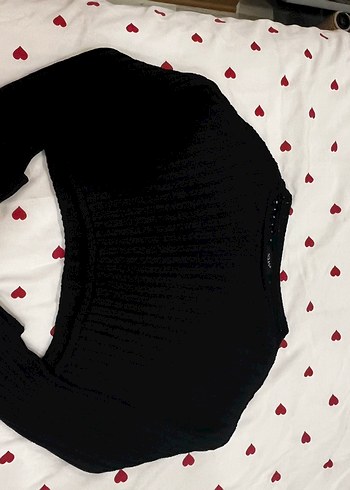 Siyah Örgü Kadın Kazak, Uzun Kollu - Görsel 2