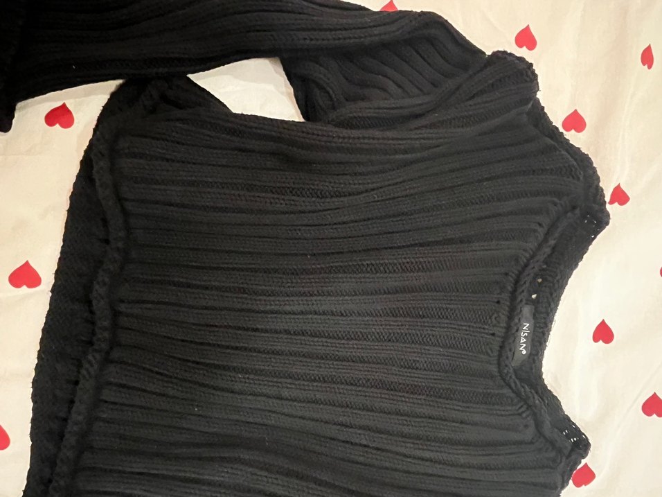 Siyah Örgü Kadın Kazak, Uzun Kollu - Görsel 4