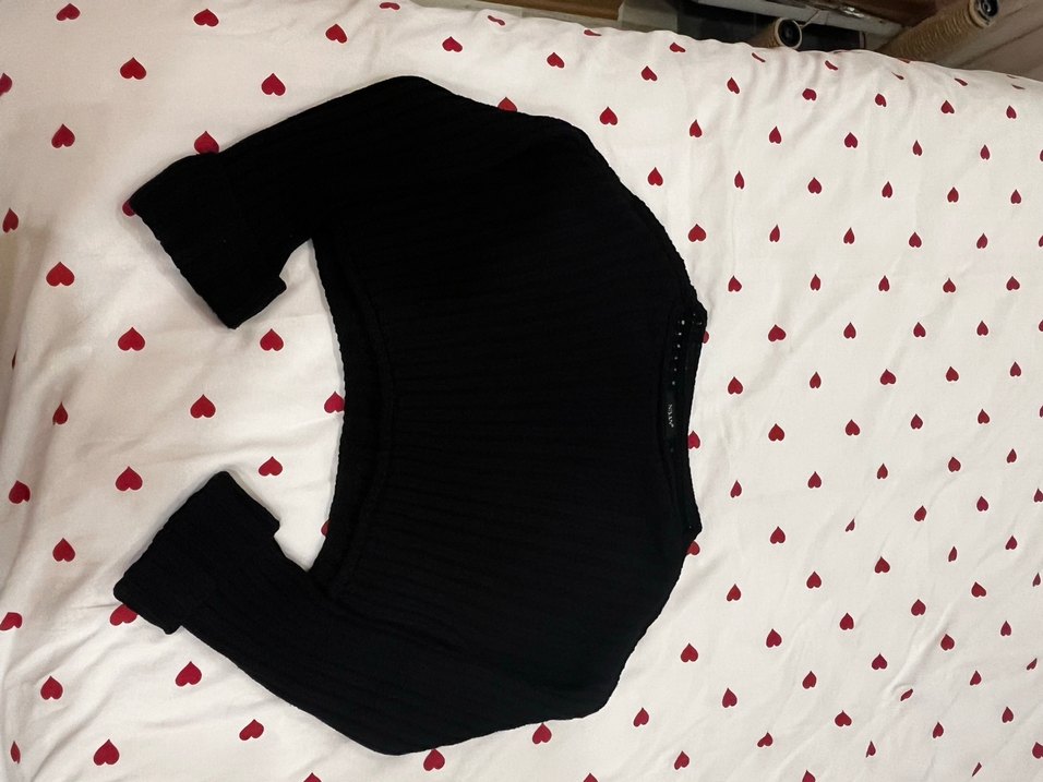 Siyah Örgü Kadın Kazak, Uzun Kollu - Görsel 2