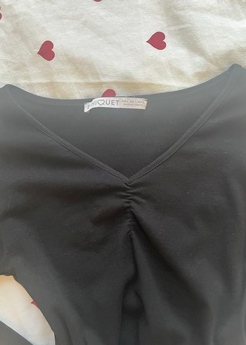 Siyah V Yaka Uzun Kollu Kadın Bluz - Görsel 2