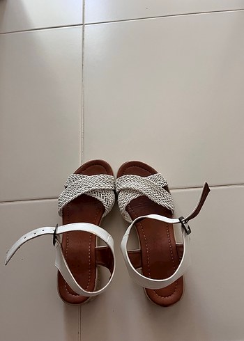 Kadın Beyaz Dolgu Topuklu Bohem Sandalet
