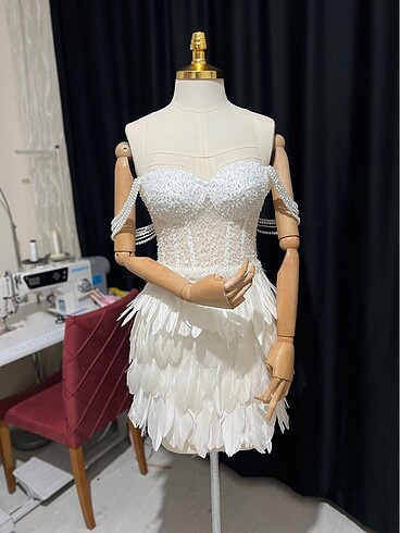 38 Beden beyaz Renk After parti bride elbise