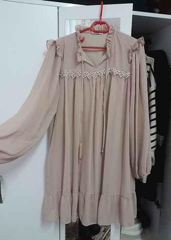 Bej Fırfırlı Uzun Kollu  Bluz - Görsel 3