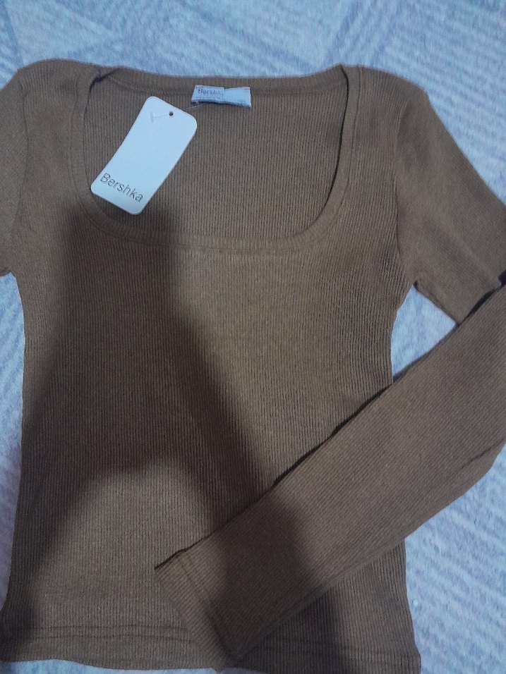 Bershka Kadın Kahverengi Triko Kazak - Görsel 2