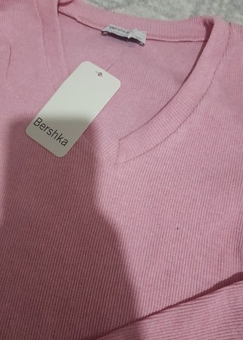 Pembe V Yakalı Kadın Triko Kazak - Görsel 2