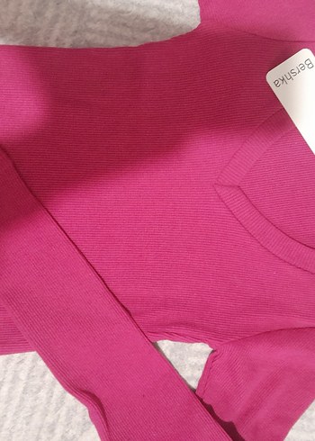 Pembe  v yaka bluz - Görsel 3