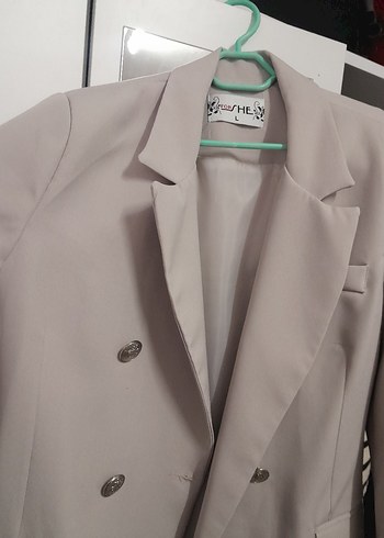 Düğmeli Bej Kadın Blazer Ceket - Görsel 2