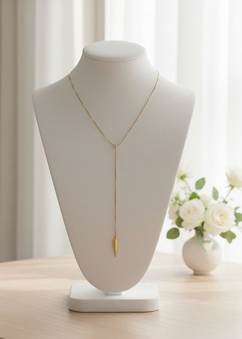 Tektaş Y kolye.Uzun Zincir Detaylı Kadın Kolye - Görsel 5