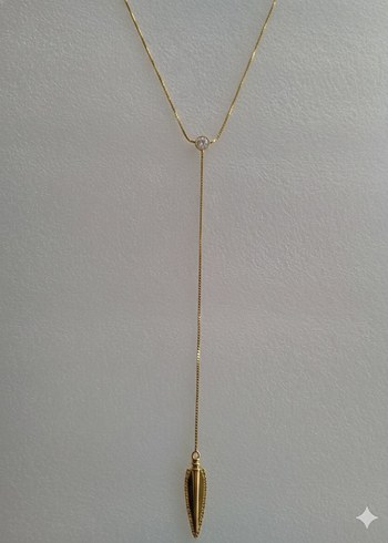 Tektaş Y kolye.Uzun Zincir Detaylı Kadın Kolye - Görsel 6