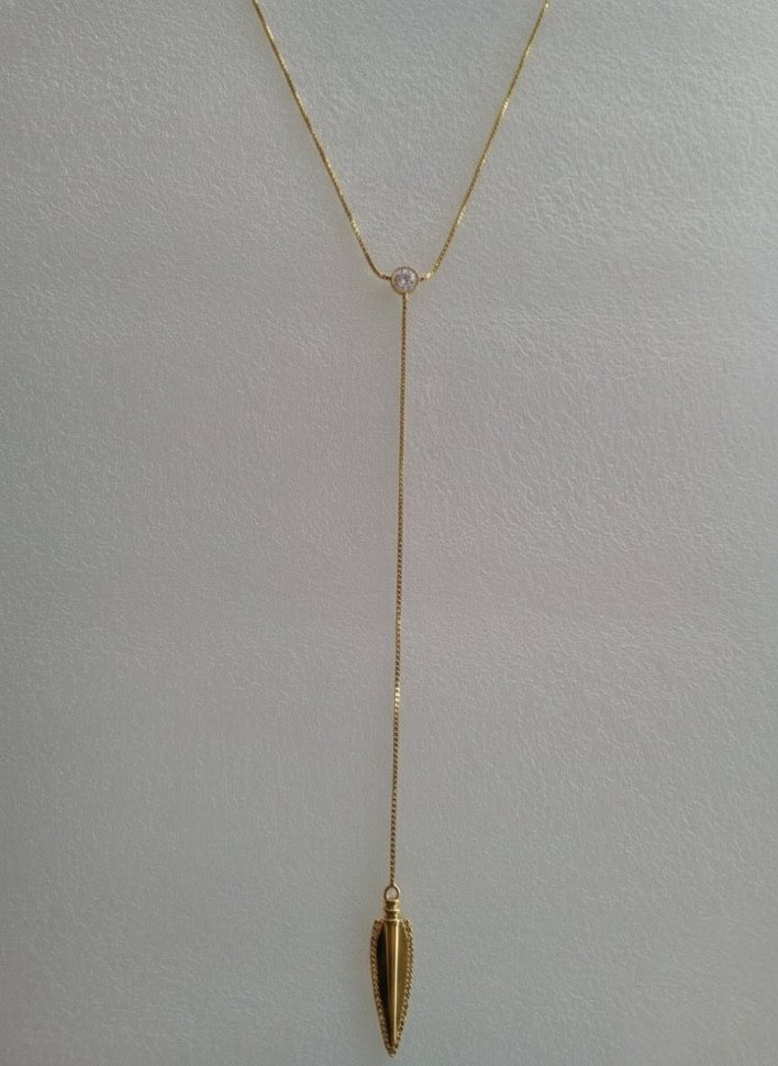 Tektaş Y kolye.Uzun Zincir Detaylı Kadın Kolye - Görsel 2