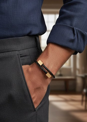 Çelik Minimalist Erkek Bileklik - Görsel 2