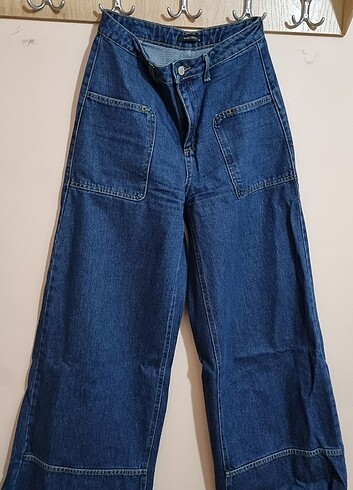 Vintage lacivert wide leg kot pantolon 