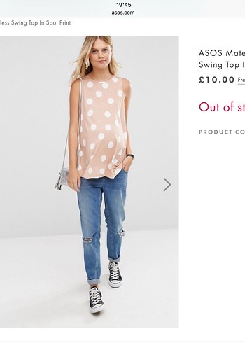 m Beden Asos Hamile Pembe Puantiyeli Askılı Bluz