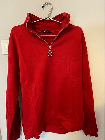 kırmızı, fermuarlı, sweatshirt